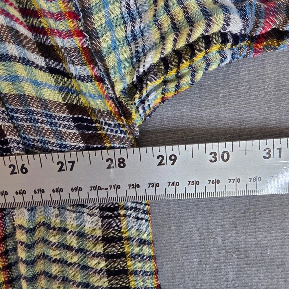 Free People Plaid Button Top Women XS Come On Over Multi Color Boho Oversized